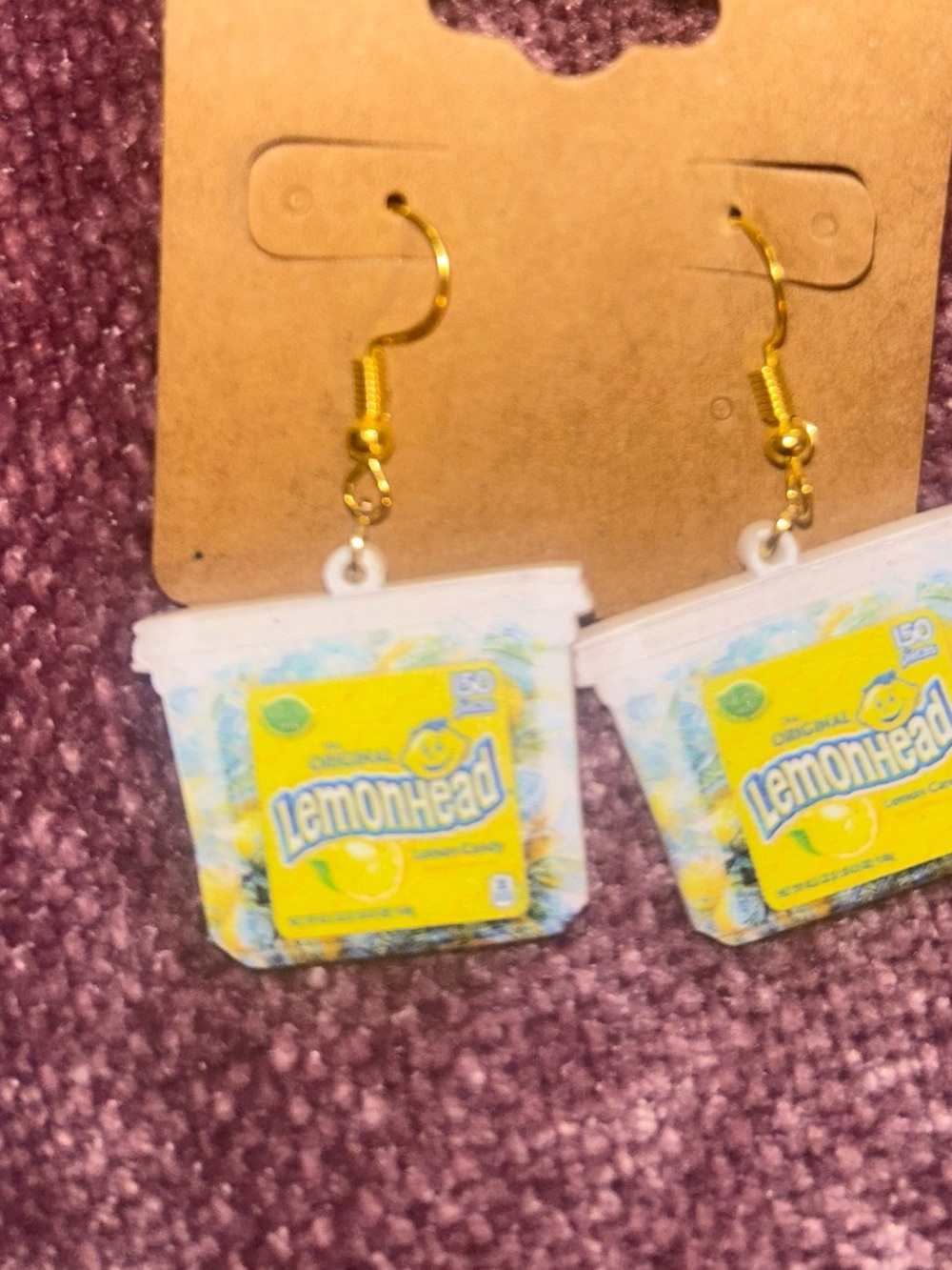 Lemon Lemonhead Tin Dangle Earrings - Yellow & Gold